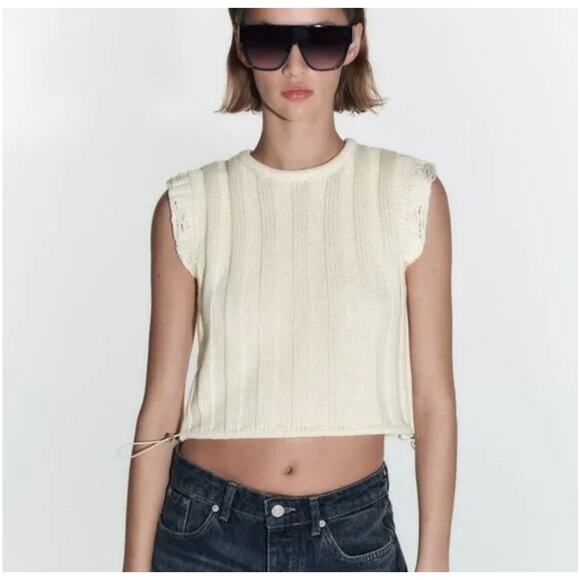 Zara Cotton Ribbed Sweater Sleeveless Top Size Medium $65 - Picture 1 of 7